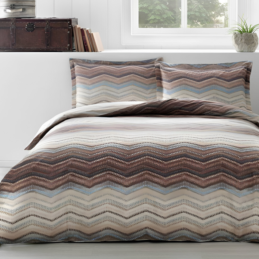 Bettwäsche, 4tlg, 200x220cm, Baumwolle #CURVE BRAUN